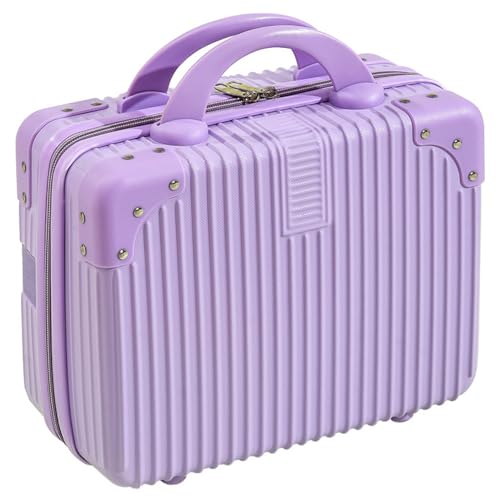 Neceser rígido morado de 14 pulgadas con cerradura de seguridad para cosméticos de viaje