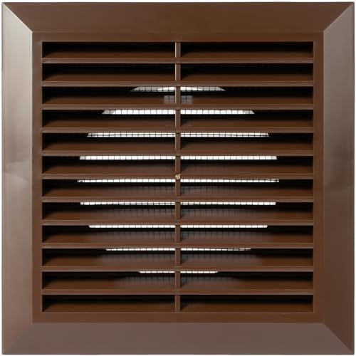 Plastic 4" Brown Dryer Vent Cover with Flange - Exhaust Ventilation Grille with Shutters - Louvered Air Vent for Bathroom, Kitchen, Garage various Ventilation Systems Ø3.9" / 7.5" x 7.5"