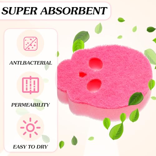 Image of Tioncy 12 Pack Skull Kitchen Sponges Bulk Dual Sided Scrubber Pink Sponges Dishwashing Skull Kitchen Accessories Dish Scouring Black, White