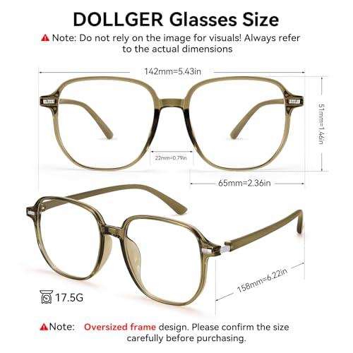 Image of Dollger Blue Light Glasses for Women Oversized Square BlueLight Blocking Large Frame Stylish Eyeglasses