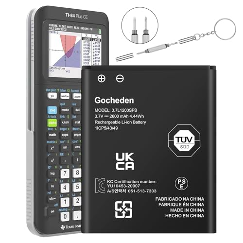 Gocheden TI 84 Plus CE Battery, TI-84 Plus CE Battery Replacement for Texas Instruments Calculator, TI-84 Calculator, Part No. P11P35-11-N01 3.7V 2600mAh, TI-Nspire CX II TI-Nspire CX II CAS