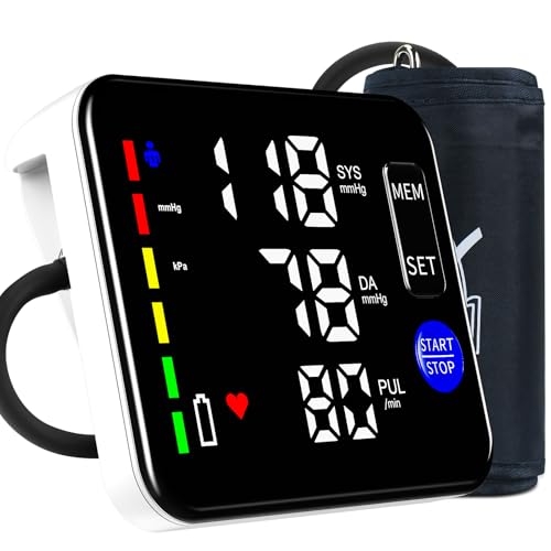 GUAEVER Blood Pressure Monitor Rechargeable Upper Arm Blood Pressure Monitors for Home Use Large Screen Bp Machine with 8.7'-16.5' Bp Cuff, 2x120 Memory, Voice Broadcast Bp Monitor (Black)