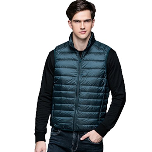 Jitong Herren Ultra Leicht Steppjacke Gesteppt Verpackbar Daunen Mantel Stehkragen Daunenjacken Weste (Blau Grün, CN 2XL) Cover