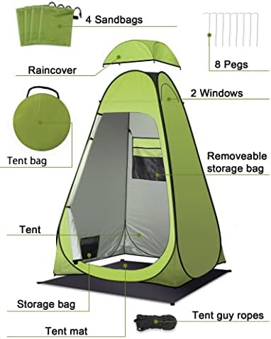 Toilet Tent, Shower Tent with Tent Groundsheet/Pegs/Guy Ropes/Tent Bag, Waterproof Camping Toilet Tent Pop-up Changing Tent Portable for Outdoor Travel Fishing Hiking-Utility Tent