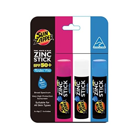 Sun Zapper Zinc Stick - Pink, White & Blue Triple Value Pack - SPF50+ - Very High Sun Protection Sun Block Cover