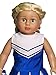 American Fashion World Blue Cheerleading Outfit for 18-Inch Dolls | Accessories Included | Premium Quality & Trendy Design | Dolls Clothes | Outfit Fashions for Dolls for Popular Brands