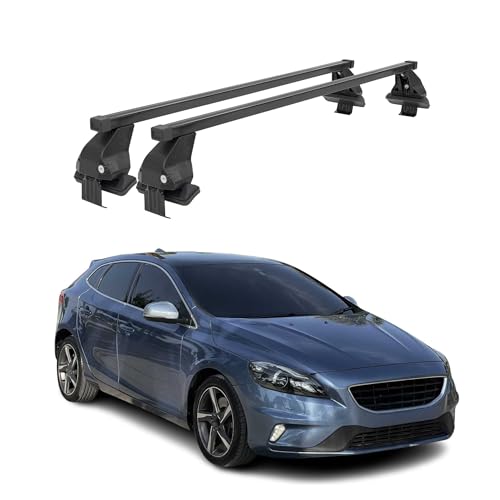 Barre portapacchi compatibili con Volvo V40 2012 – 2016 | Portabici portapacchi portapacchi portapacchi in acciaio di alta qualità nero 2 TLG 50 kg