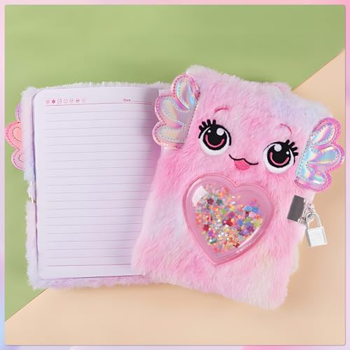 Mini Axolotl Diary for Girls with lock and keys, 8x8.5 in Kids Journal School Travel Notebook Gift 80 Sheets/160 Pages with Multicolored Pen, Stickers for Writing & Drawing Birthday Gift for Girls - Image 2