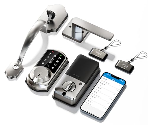 Veise VE06-H Smart Front Door Lock Handle Set, App Control, Satin Nickel by Veise - Used condition - Image 8