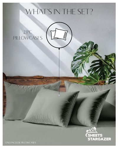 Image of 1000 TC Egyptian Cotton Pillowcases, Light Grey, Standard 20x30 | Set of 2, 100% Long-Staple Cotton, Soft Sateen Weave, Breathable