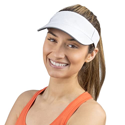 TrailHeads Visor Cap Damen - Sonnenschild Damen zum Laufen Golf und Tennis Recyceltes Tennis Cap Damen - Weiß