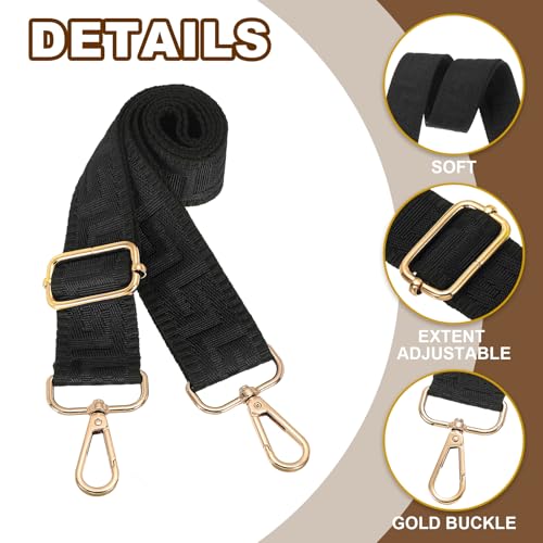 Image of PATIKIL Purse Strap, Adjustable Crossbody Bag Straps Wide Shoulder Strap Universal Replacement Shoulder Bag Belt for Women's Handbags Canvas Satchels Bag Backpack, All Black