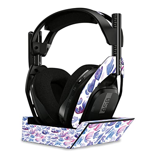 Image of MightySkins Glossy Glitter Skin Compatible with Astro A50 Wireless Headphones + Base Station (Gen 4) - Blue Petals | Protective, Durable High-Gloss Glitter Finish | Easy to Apply | Made in The USA