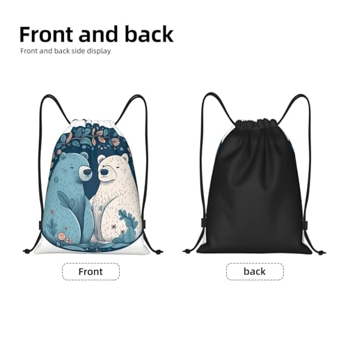 Drawstring Bag Lightweight Small Gym Bag for Women Bear Pattern Soccer Backpack for Sports Travel4