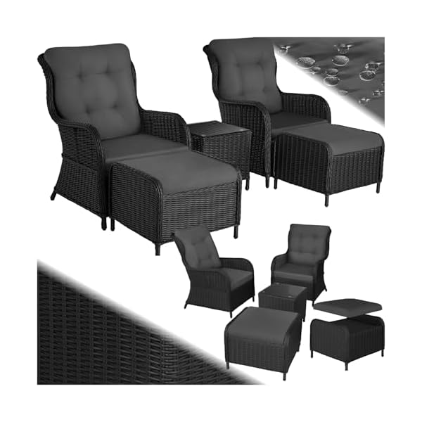 Polyrattan Lounge-Set 5-teilig Schwarz/Grau