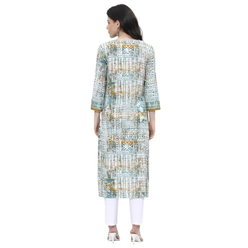 Image of BIBA Women Rayon Straight Printed Kurta|Regular Fit