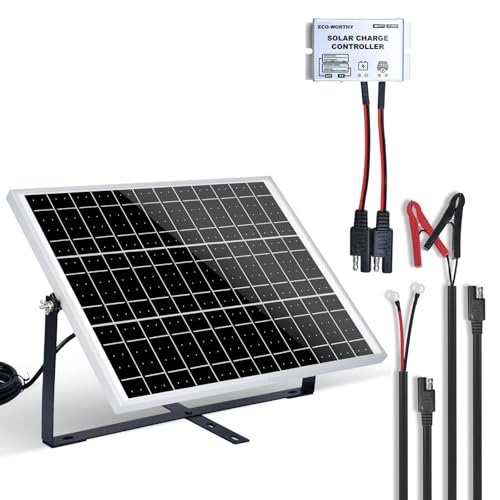 ECO-WORTHY 25 Watts 12V Solar Battery Charger Maintainer: 25W Solar Panel + MPPT Controller + Adjustable Mount Bracket + SAE Connection Cable for Car RV Marine Boat 12V Battery 25W MPPT