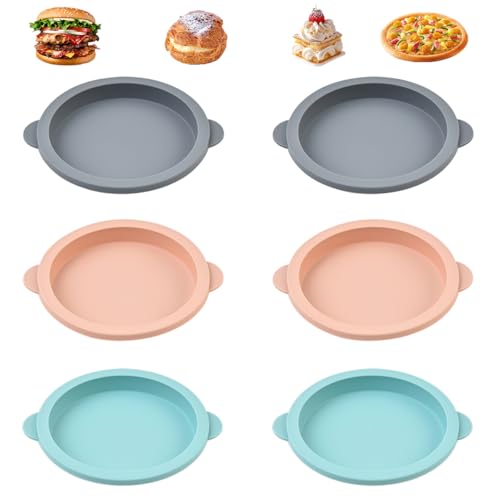6 Pezzi Stampo per Torta Tondo in Silicone, 10 cm di Diametro Stampi Uova Friggitrice Ad Aria, Resistenti Alle Alte Temperature Stampi in Silicone per Dolci Per Sandwich All'uovo, Pancake e Crepes
