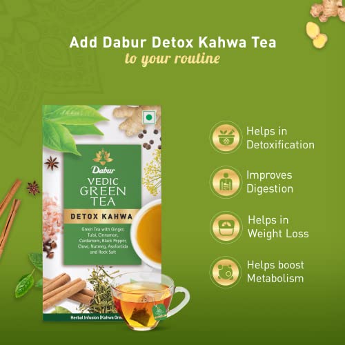 Image of Dabur Cold Pressed Mustard Oil 1L & Dabur Vedic Detox Kahwa Green Tea - 25 Teabags