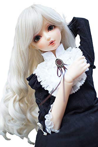 Bjd 人形用 ウイッグ かつら ホワイト 白 シルバー 前髪あり ロング
