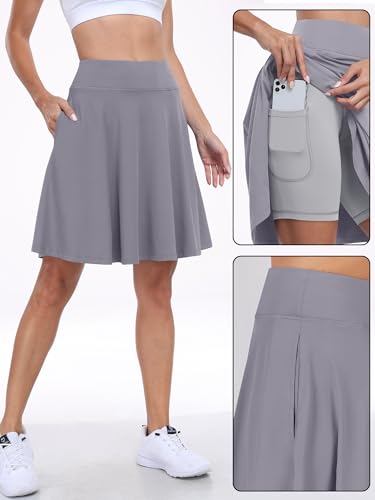 Image of ANRABESS Knee Length Skorts Skirts for Women 2026 Summer High Waisted Golf Tennis Skirt Casual Travel Built-in Shorts Clothes