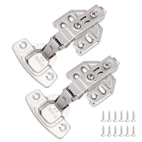 2 Piezas Bisagras de Armario, 110 Grados Bisagras de Resorte Plegables con Tornillos, Bisagras de Muebles de Acero Inoxidable para Puertas de Armario de Cocina