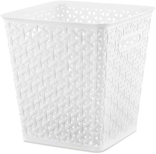 Whitmor Woven Resin Bin, White, 6 Pack