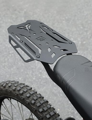 Image of KEMIMOTO Motorcycle Rear Rack Storage Carrier Upgraded Aluminum Compatible with Surron X Luggage Rack Light Bee x260 and x160 Segway Electric Dirt Bike Tail Up to 10 Lbs
