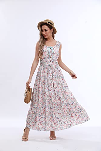 Image of OSTOO Women's 2026 Summer Boho Floral Print Tiered Casual Flowy Long Maxi Dress