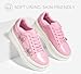 LUCKY STEP Women's Chunky Fashion Sneakers High Platform Rhinestone Butterfly Casual Faux Leather Durable Walking Tennis Shoes(Pink,6)