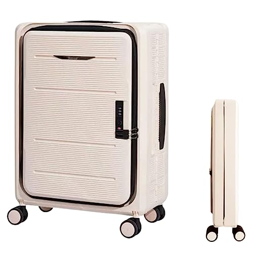 Foldable Suitcase, Front Opening Silent Combination Box, Universal Wheel Boarding Trolley Case, Three-speed Adjustable Trolley,for Travel, Apricot - Main Image