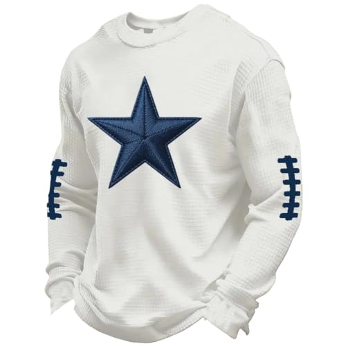 Game Day Sweatshirt Waffle Knit Athletic Crew Neck Sweatshirt for Mens - image 1