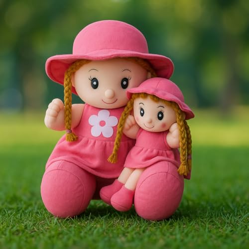 Image of SARO Cow Tremp Plush Soft Toy Cute Kids Animal Home Decor Boys /Girls (Pack of 1)(30 Cm) | (Mother Doll Pink)