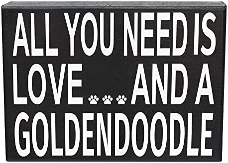 JennyGems Goldendoodle Gifts, All You Need is Love and a Goldendoodle Wooden Sign, Decor and Wall Hanging, Made in USA