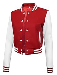 Red and White - Cropped Womens Varsity Jacket