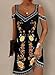 Soesdemo Womens Summer Boho Flower Printed Black Dress Cold Shoulder V Neck Floral Printed 2024 Fashion Sundress with Pockets