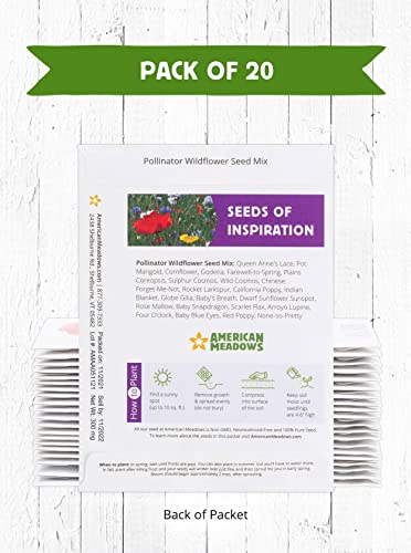 American Meadows Wildflower Seed Packets ''Where Flowers Bloom'' Party Favors For Guests (Pack Of 20) - Wildflower Seed Mix, Plant Year-Round, Great Gift For Hostesses, Showers, Weddings, Thank You #TOP1
