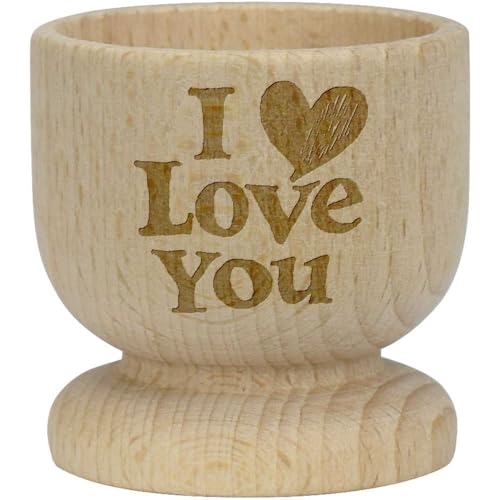 'I Love You with Heart' Wooden Egg Cup (EC00028777)