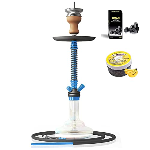 RMAN® Shisha Set, Shisha Aluminium Wasserpfeife 66cm Shisha Komplet mit Shisha Tabak und 1KG Shisha Kohle Premium Shisha…