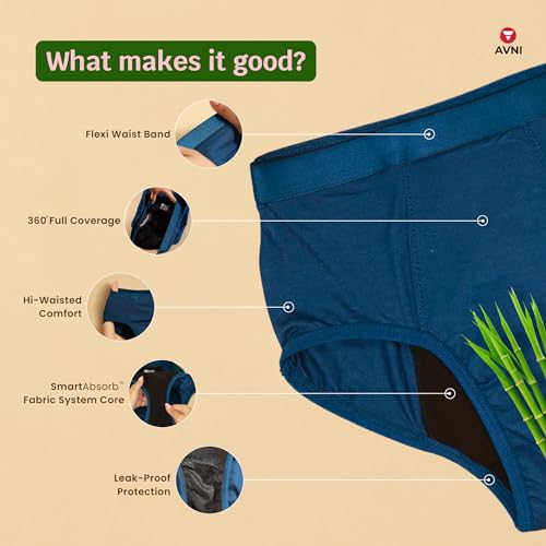 Image of Avni - Washable Period Panty | Pack of 1 | Breathable Bamboo Fabric | Medium to Heavy Flow | Protection up to 10 hrs | No Leaks, No Stains | High Waist Underwear for Women | Reusable for 2 yrs