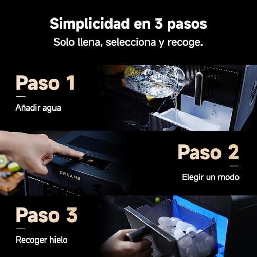 Miniatura 9 de Draeme Aurabullet Ice Máquina De Hielo En Cubitos Con Producción Rápida De Hielo En 6 Minutos, Depósito Y Canasta Separados, Dos Tamaños De Cubitos, Control Digital, Luz Led Y Función De Autolimpieza