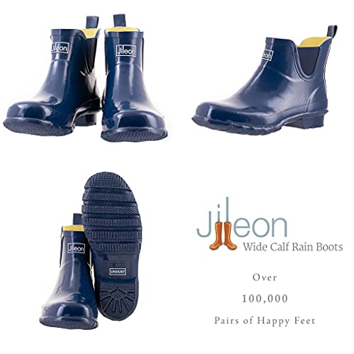 Jileon Ankle Height Wide Calf Rain Boots - Specially Designed For Ladies with Wide Feet & Calves - Womens Ankle Rain Boots - Plus Size Boots Extra Wide Calf