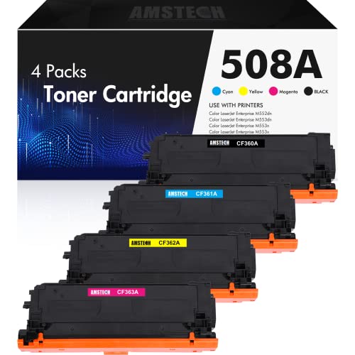 508A Toner Cartridge 4-Pack Replacement for HP 508A 508 M553 Toner Cartridge for HP CF360A CF361A CF362A CF363A Color Enterprise M553 M553n M553dn M553x MFP M577 Printer (Black Cyan Yellow Magenta)