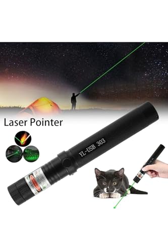 Yeni Nesil Micro Usb Şarjlı Güçlü Yeşil Lazer Pointer Siyah Metal Kasa 2022 Model