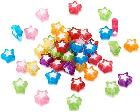 Beadthoven 600pcs Transparent Acrylic Beads 6 Styles Heart Star Round Bicone Teardrop Crystal Beads Charms Clear AB Plated for Jewellery Bracelet Making