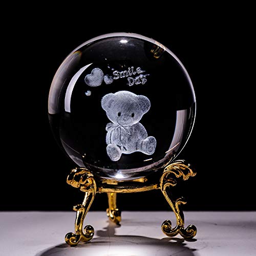 Esfera de globo de cristal oso 3D bola de adivinación y mirada decorativa