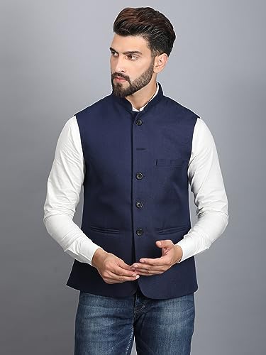 Image of Ethluxis Men's Designer Solid Nehru Jacket /Waist Coat /Bandhgala