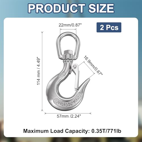 Gancho giratorio de cadena de seguridad 1/4" de acero inoxidable para grúa de barco 3
