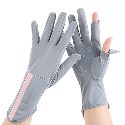 Washranp Luvas de proteção solar, material de seda gelada com design antiderrapante de silicone, luv
