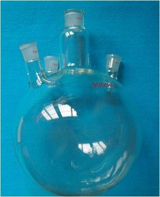 GOWE 5000 ml, 4-necks, 24/29, de fondo redondo de cristal frasco, 5L, buque Laboratorio de ebullición, Heavy Wall